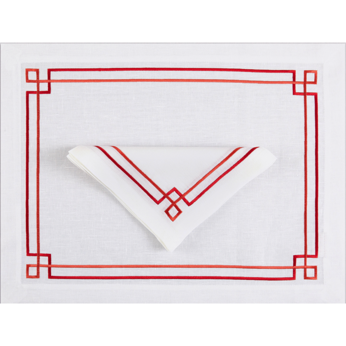Ensemble 4 sets de table Collection Linear Rouge