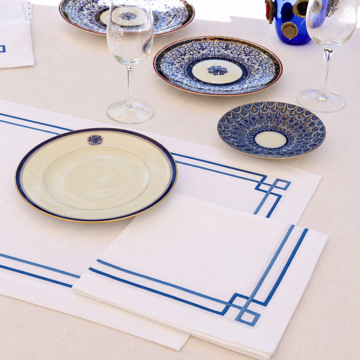 Ensemble 4 sets de table Collection Linear Bleu