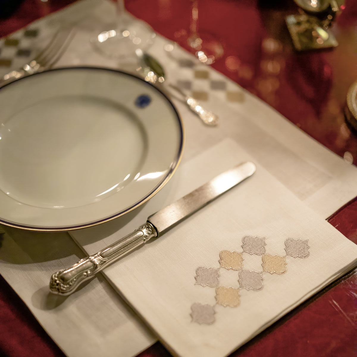 Ensemble 4 serviettes de table Collection Royal Gold/Silver