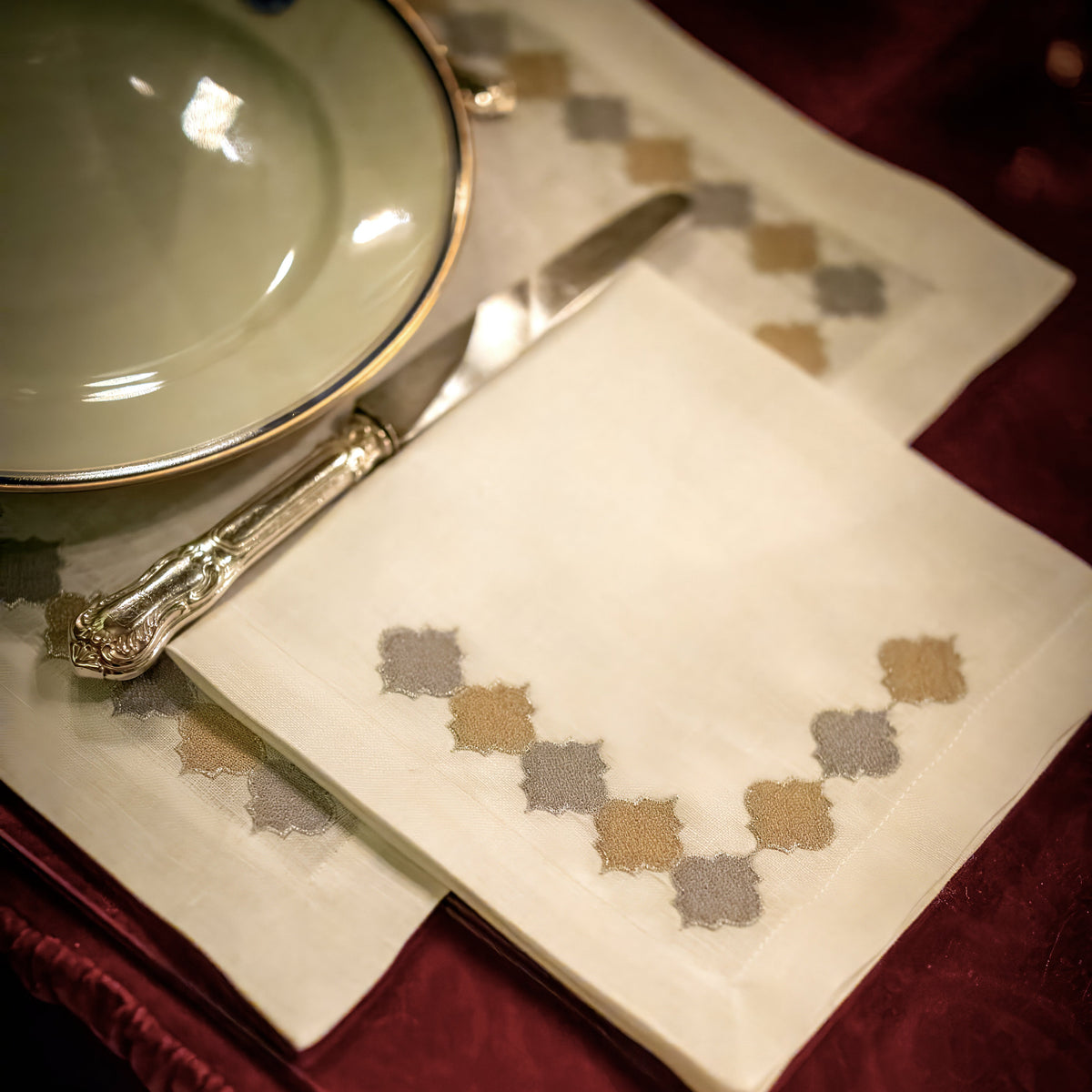 Ensemble 4 serviettes de table Collection Flush Royal Gold/Silver